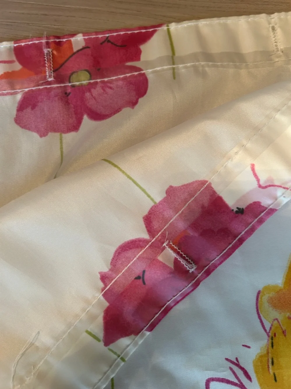 Floral Fabric Shower Curtain White Spring Feminine Girly Whimsical Vibrant